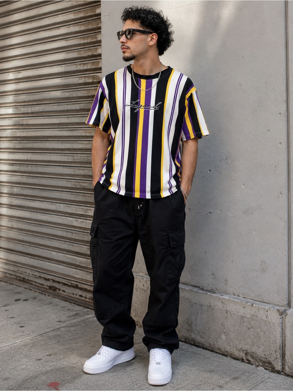 Vox Populi Legend Purple Gold Striped T Shirt Men’s XL